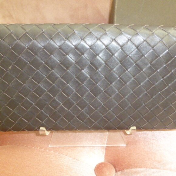 Bottega Veneta Brown Leather Bi-Fold Wallet Intrecciato Woven Design with Box - Picture 2 of 15